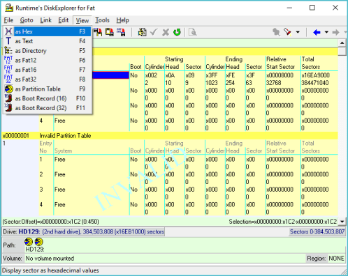 DiskExplorer: Change View to Hex