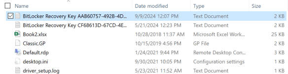 Windows Explorer: BitLocker-Schlüsseldateien im Ordner "Dokumente"