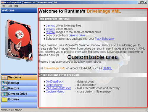 Personalización de DriveImage XML