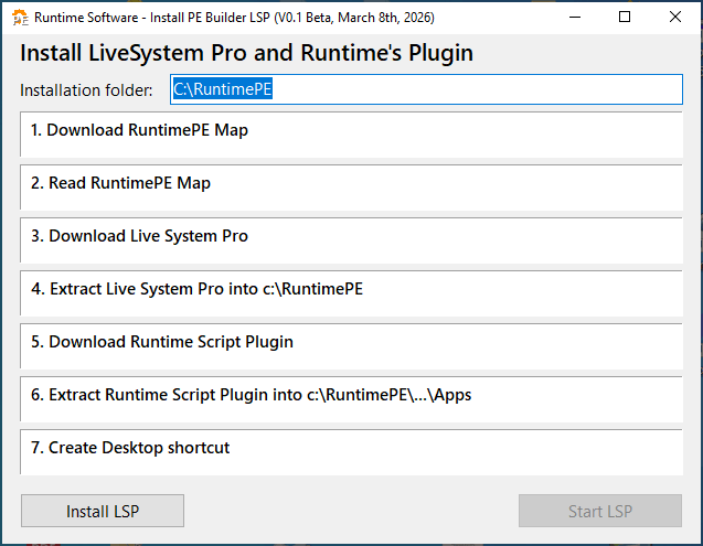 Instalación de LiveSystem Pro y el complemento de Runtime.
