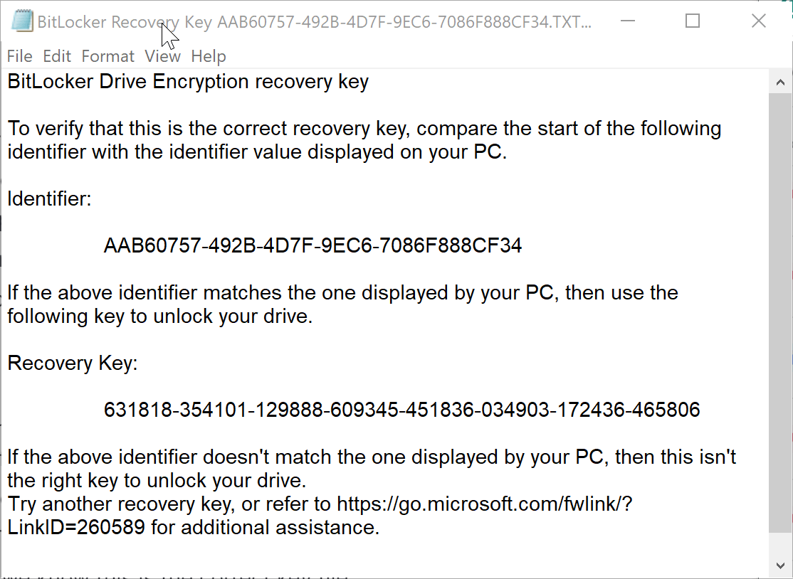 Explorateur Windows : fichiers de clé Bitlocker dans le dossier Documents