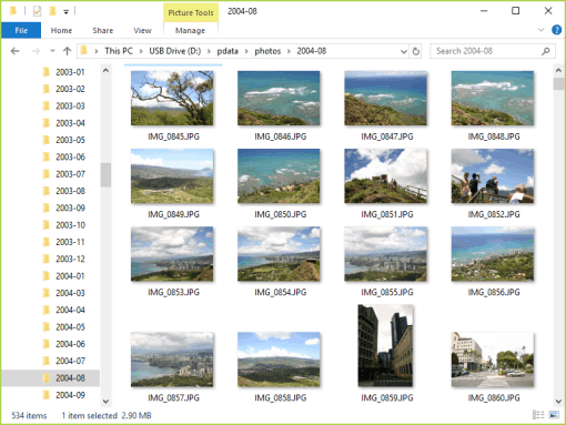 Liste des photos récupérées.
