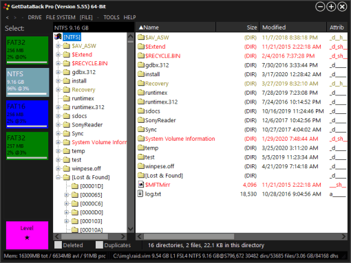 raid.vim Analysé avec GetDataBack