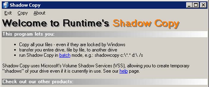 Volume Shadow Copy Program