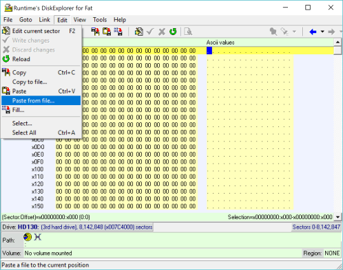 DiskExplorer: Goto Paste from file