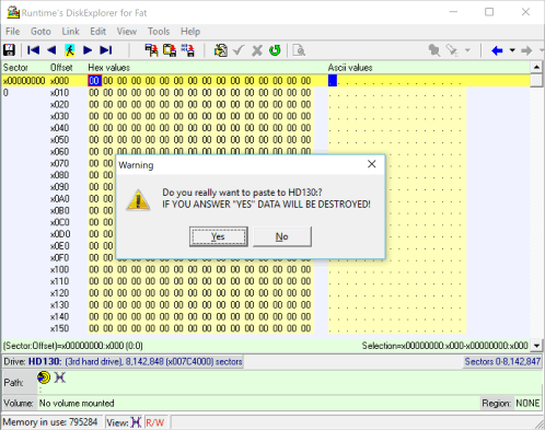 DiskExplorer: Write operation confirmation