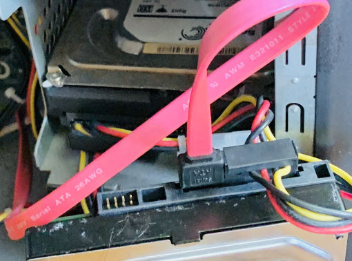Hard drive attached to SATA cable