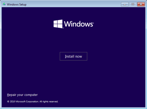 Windows install screen